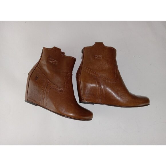 Frye Carson Women's Hidden Wedge Brown Leather Bootie Zip 5.5 - Picture 11 of 13